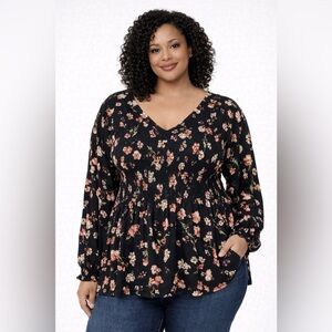 Old Navy Floral Smocked‎ Peplum Blouse 4X